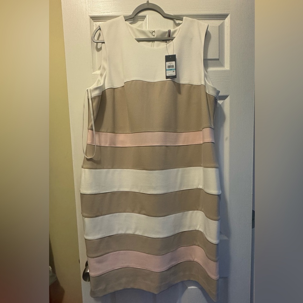 Tommy Hilfiger Colorblock Mini Dress - Cream, Pink, Tan